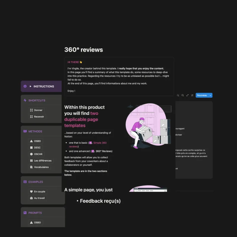 Aperçu du template L’art du feedback